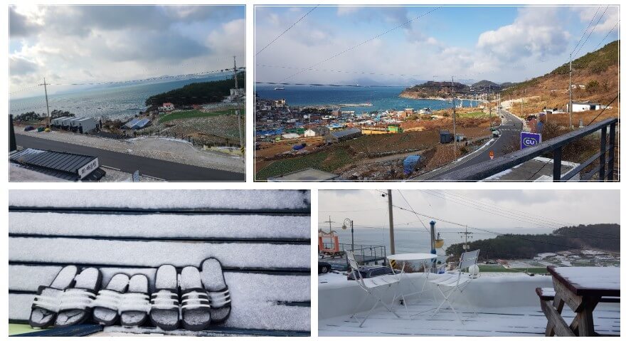 남해여행 아침 숙소 풍경