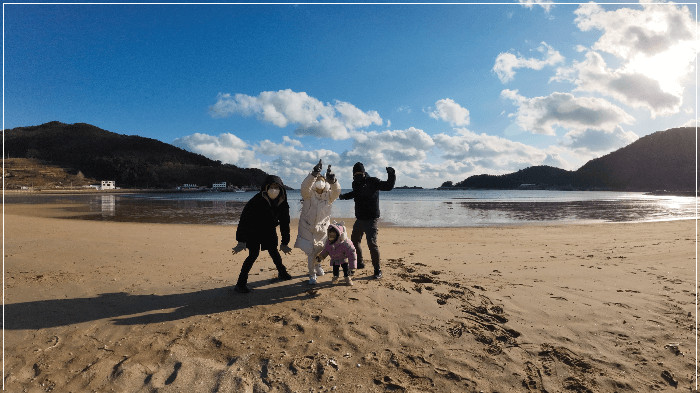 상주은모래비치 가족사진